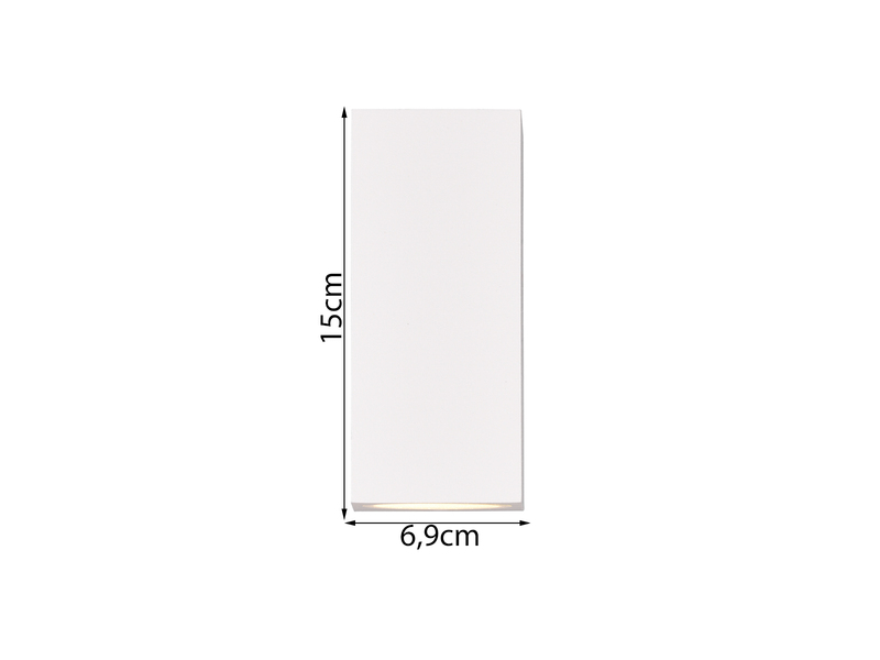 Eckige Außenwandleuchte ROYA Up and Down aus Aluminium Weiß, Höhe 15cm