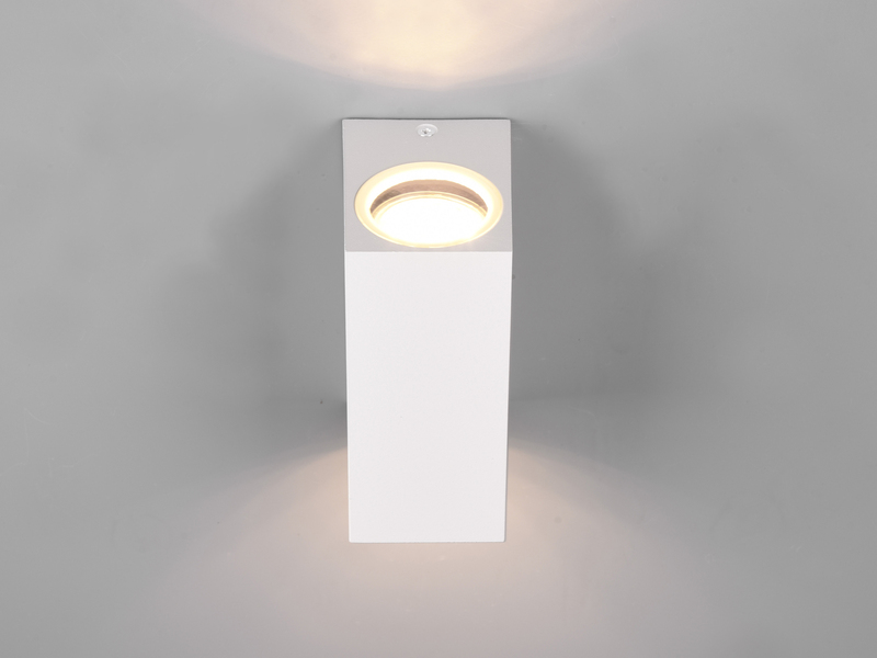 Eckige Außenwandleuchte ROYA Up and Down aus Aluminium Weiß, Höhe 15cm