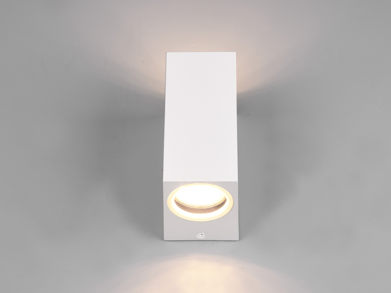 Eckige Außenwandleuchte ROYA Up and Down aus Aluminium Weiß, Höhe 15cm