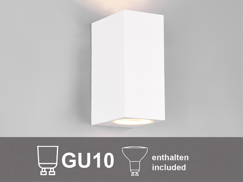 Eckige Außenwandleuchte Up and Down Weiß mit GU10 LED, Höhe 15cm