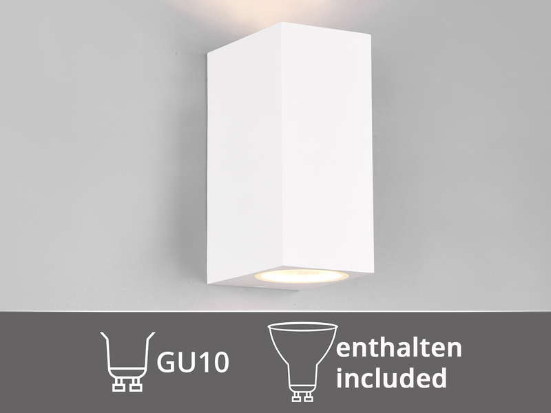 Eckige Außenwandleuchte Up and Down Weiß mit GU10 LED, Höhe 15cm