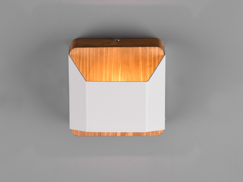 LED Holz Wandlampen 2er Set Up and Down mit Stufen Dimmer - Weiß 12cm