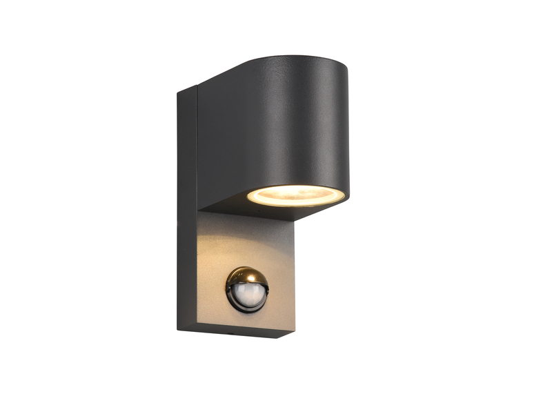 Außenwandleuchte mit Bewegungsmelder, Downlight Anthrazit rund mit GU10 LED