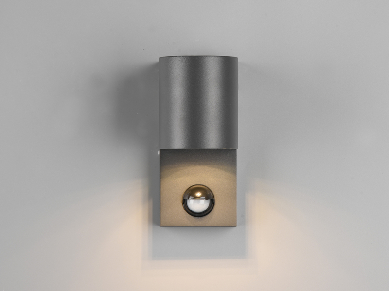 Außenwandleuchte mit Bewegungsmelder, Downlight Anthrazit rund mit GU10 LED