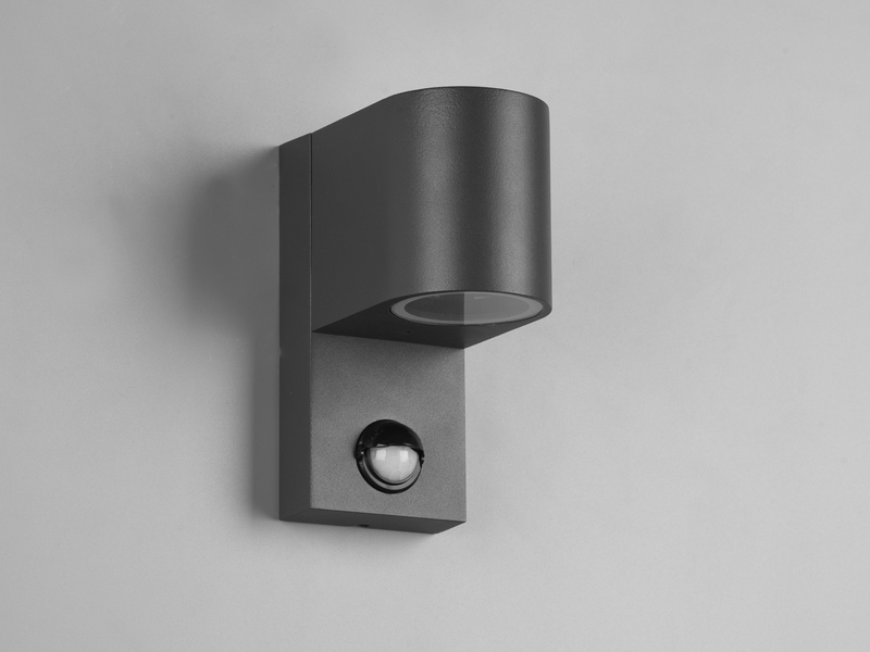 Außenwandleuchte mit Bewegungsmelder, Downlight Anthrazit rund mit GU10 LED