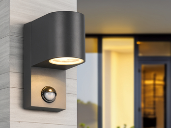 Außenwandleuchte mit Bewegungsmelder, Downlight Anthrazit rund mit GU10 LED