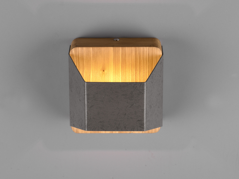 LED Holz Wandlampen 2er Set Up and Down mit Stufen Dimmer - Silber antik 12cm