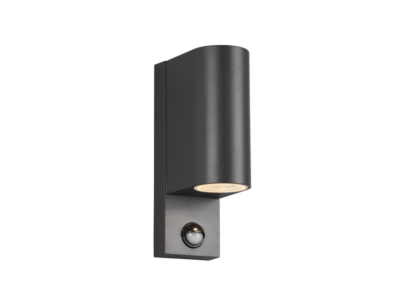 Außenwandleuchte mit Bewegungsmelder, Up and Down Anthrazit rund mit GU10 LED