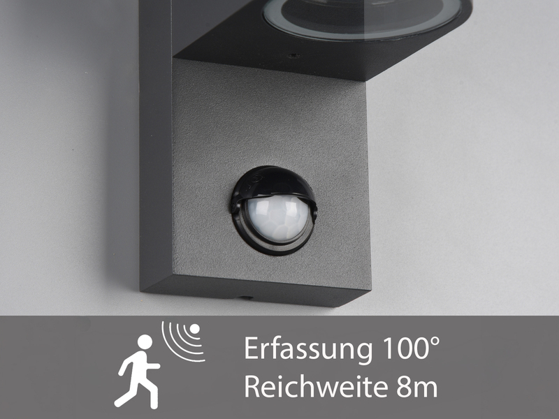 Außenwandleuchte mit Bewegungsmelder, Up and Down Anthrazit rund mit GU10 LED