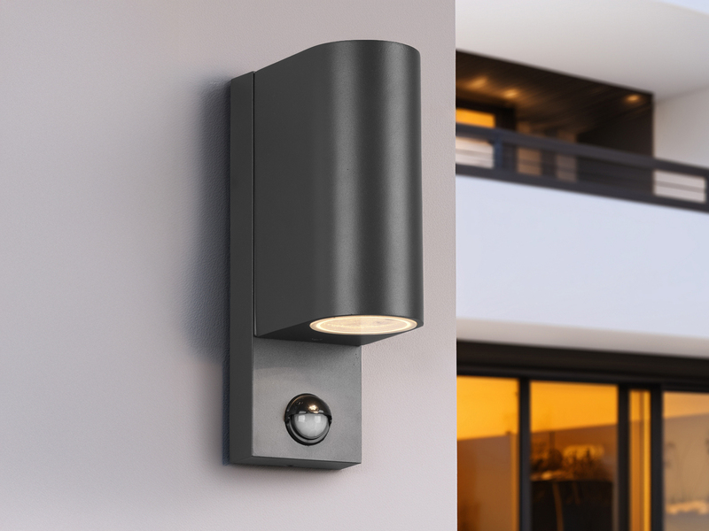 Außenwandleuchte mit Bewegungsmelder, Up and Down Anthrazit rund mit GU10 LED