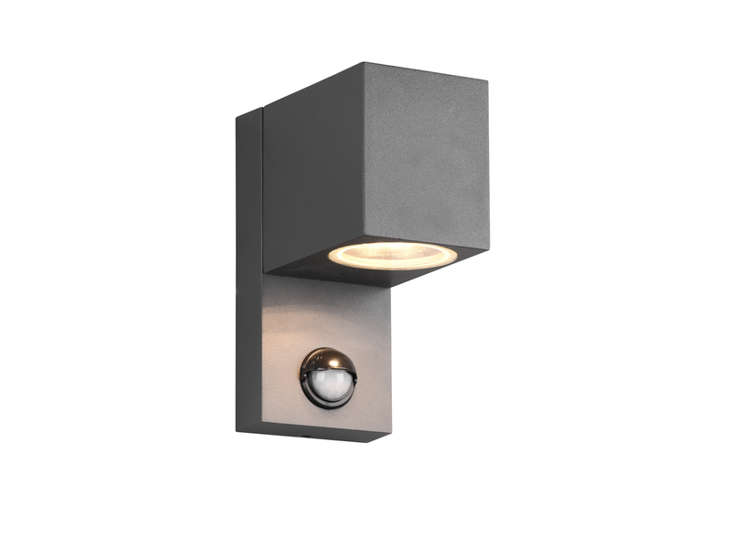 Außenwandleuchte mit Bewegungsmelder, Downlight Anthrazit eckig mit GU10 LED