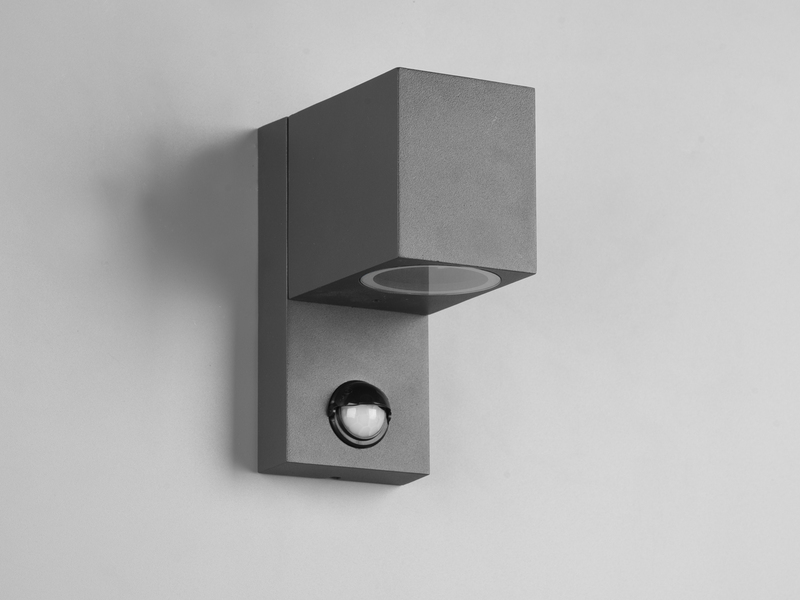 Außenwandleuchte mit Bewegungsmelder, Downlight Anthrazit eckig mit GU10 LED