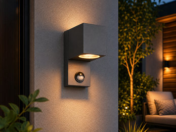 Außenwandleuchte mit Bewegungsmelder, Downlight Anthrazit eckig mit GU10 LED