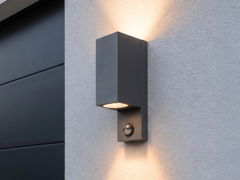 Außenwandleuchte mit Bewegungsmelder, Up and Down Anthrazit eckig mit GU10 LED