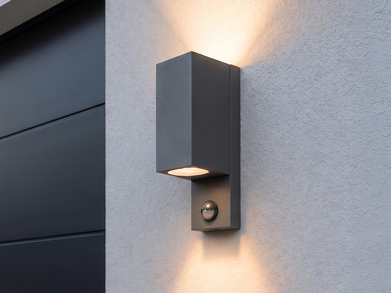 Außenwandleuchte mit Bewegungsmelder, Up and Down Anthrazit eckig mit GU10 LED