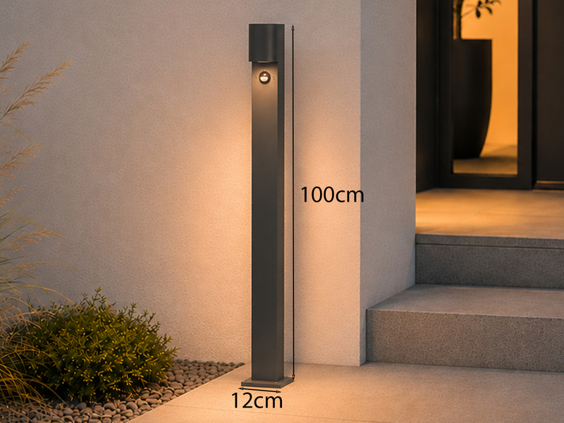 Pollerleuchte ROYA mit Bewegungsmelder, Downlight Anthrazit, Höhe 100cm
