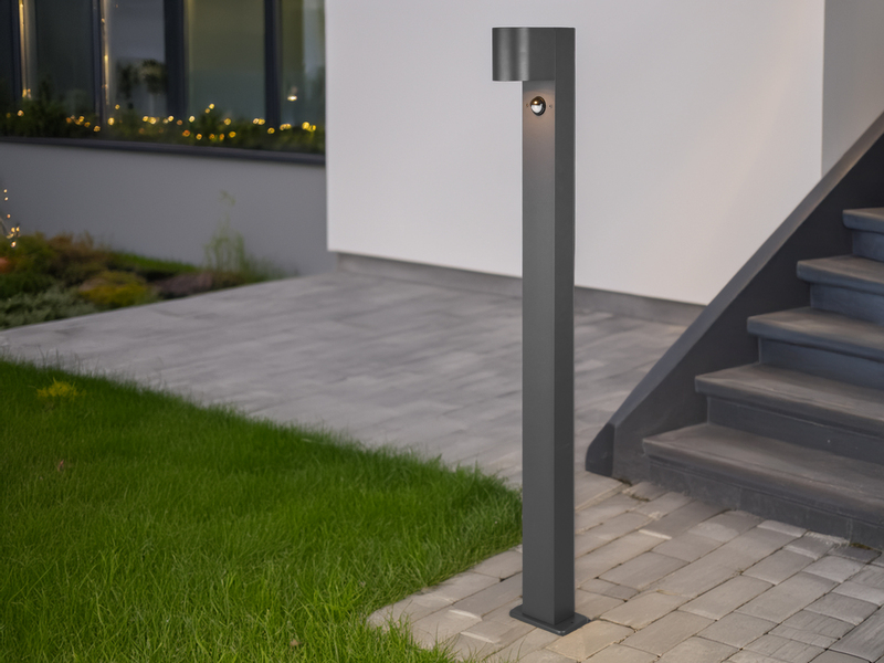 LED Wegeleuchte mit Bewegungsmelder Höhe 100cm, Anthrazit