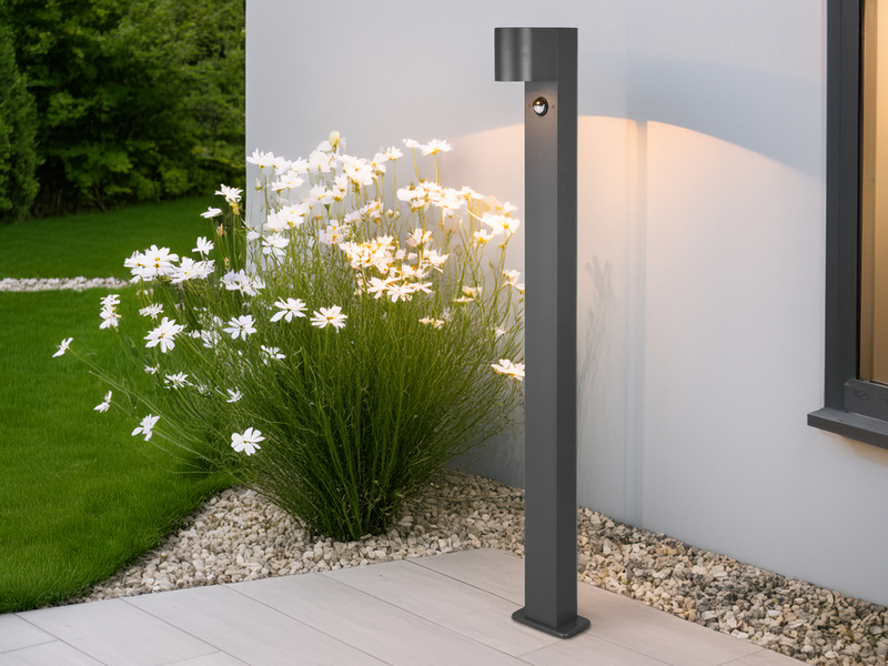 LED Wegeleuchte mit Bewegungsmelder Höhe 100cm, Anthrazit