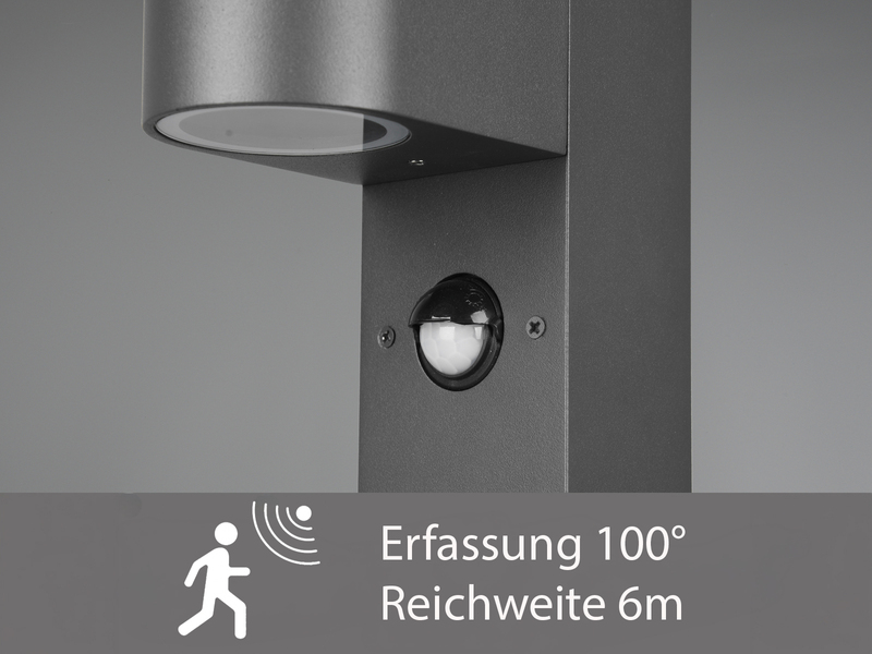 Pollerleuchte Anthrazit mit Bewegungsmelder inklusive GU10 LED, Höhe 100cm