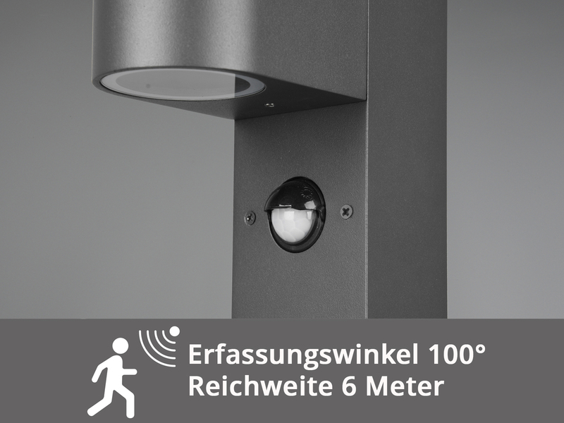 Pollerleuchte Anthrazit mit Bewegungsmelder inklusive GU10 LED, Höhe 100cm