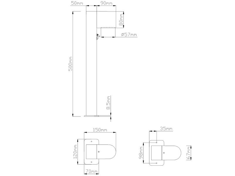 Pollerleuchte ROYA mit Bewegungsmelder, Downlight Anthrazit, Höhe 50cm