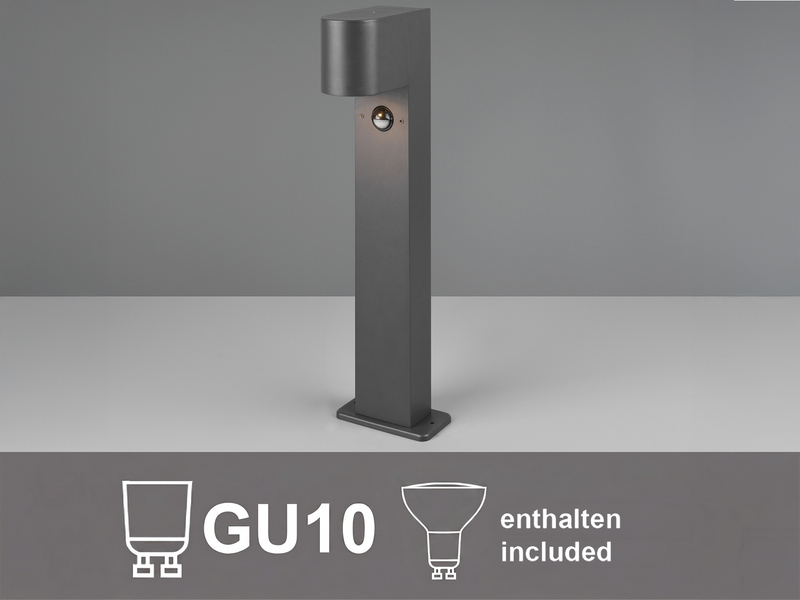 Pollerleuchte Anthrazit mit Bewegungsmelder inklusive GU10 LED, Höhe 50cm
