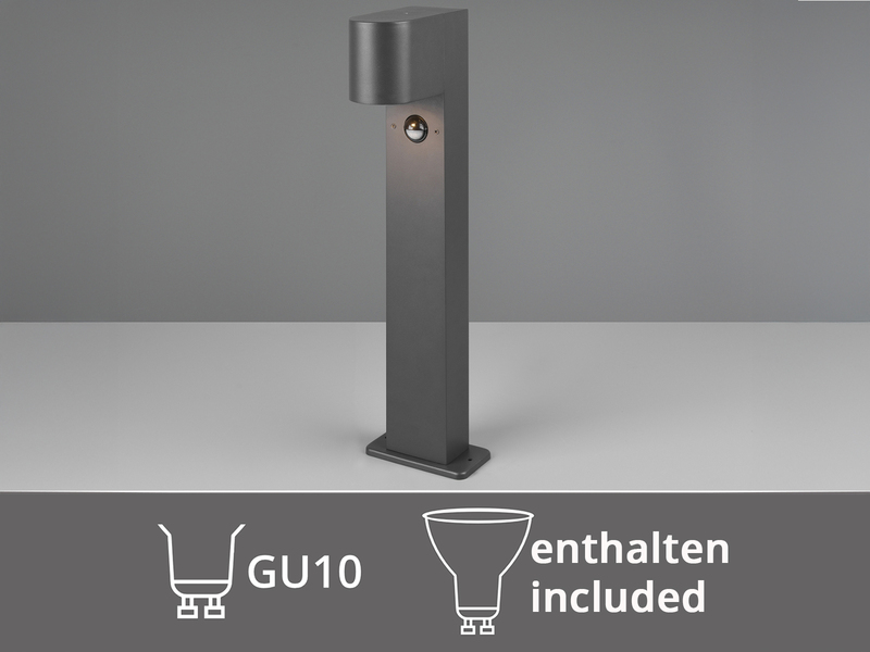 Pollerleuchte Anthrazit mit Bewegungsmelder inklusive GU10 LED, Höhe 50cm