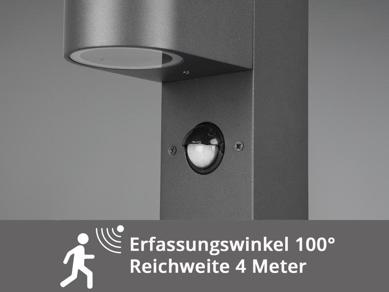 Pollerleuchte Anthrazit mit Bewegungsmelder inklusive GU10 LED, Höhe 50cm