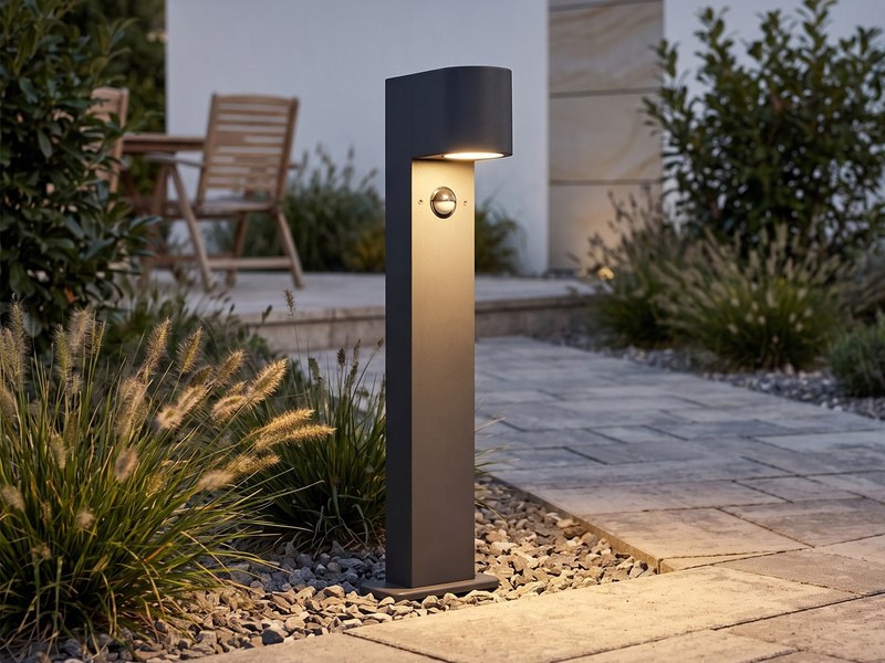 Pollerleuchte Anthrazit mit Bewegungsmelder inklusive GU10 LED, Höhe 50cm