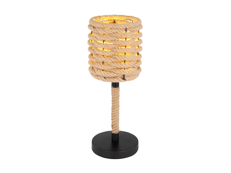 LED Tischleuchte Seillampe mit Korbgeflecht Lampenschirm Ø 16,5cm