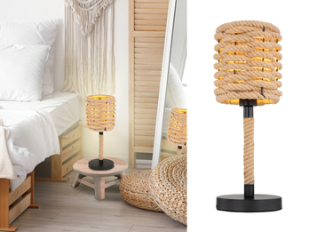 LED Tischleuchte Seillampe mit geflochtenem Lampenschirm, Höhe 45cm