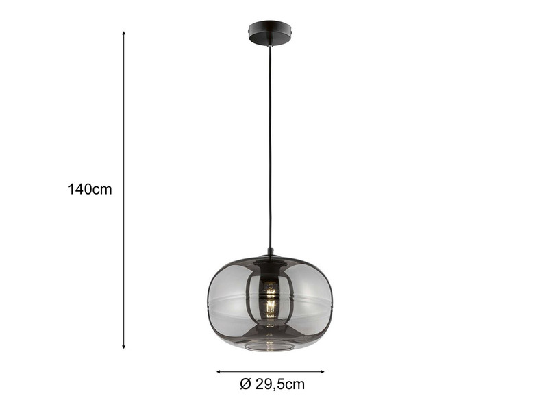 Pendelleuchte Industrial mit Rauchglas Lampenschirm Ø 29,5cm & Deko LED