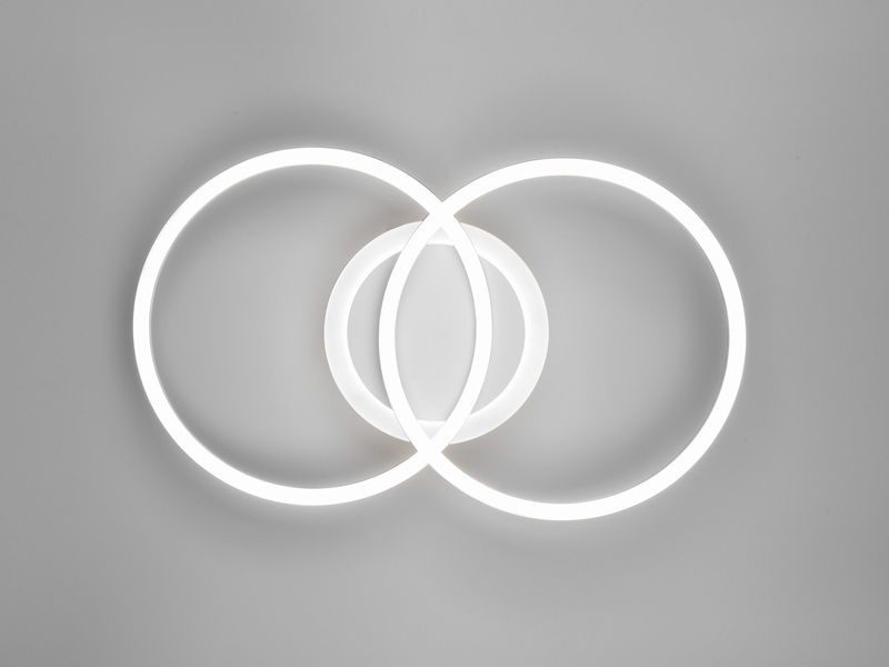 LED Deckenleuchte VENIDA 2 Ringe Weiß matt, Stufen Dimmer - 50x30cm