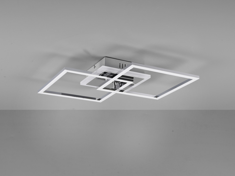 LED Deckenleuchte VENIDA eckig Chrom Weiß, Stufen Dimmer - 57x35cm