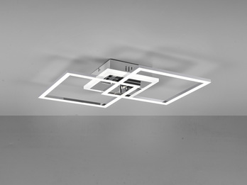 LED Deckenleuchte VENIDA eckig Chrom Weiß, Stufen Dimmer - 57x35cm