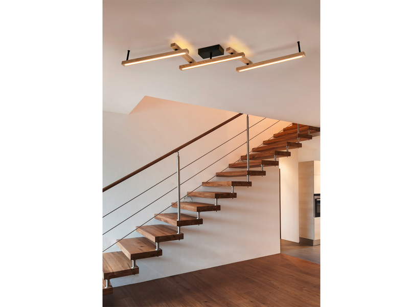 Kleine LED Stehlampe BELLARI aus Holz mit Touch Dimmer, Höhe 115cm