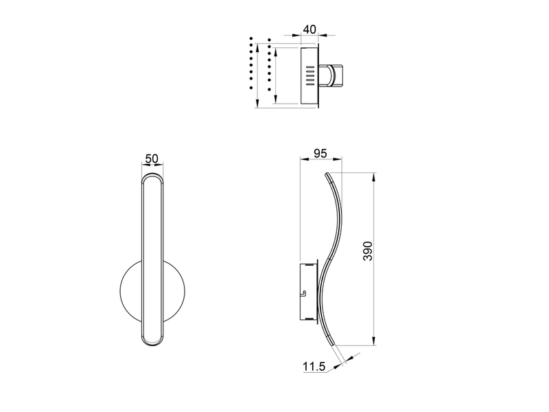 LED Wandleuchte PARMA Metall Weiß matt 3 Stufen Dimmer - Höhe 39cm