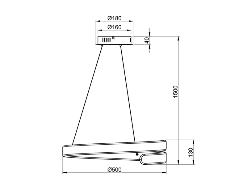 LED Pendelleuchte PARMA Metall Chrom/Weiß 3 Stufen Dimmer Ring Ø50cm