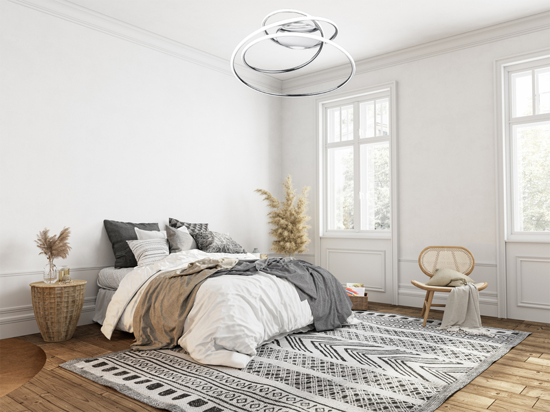 LED Deckenleuchte BOLOGNA Ringe Metall Chrom mit 3 Stufen Dimmer, Ø 50cm