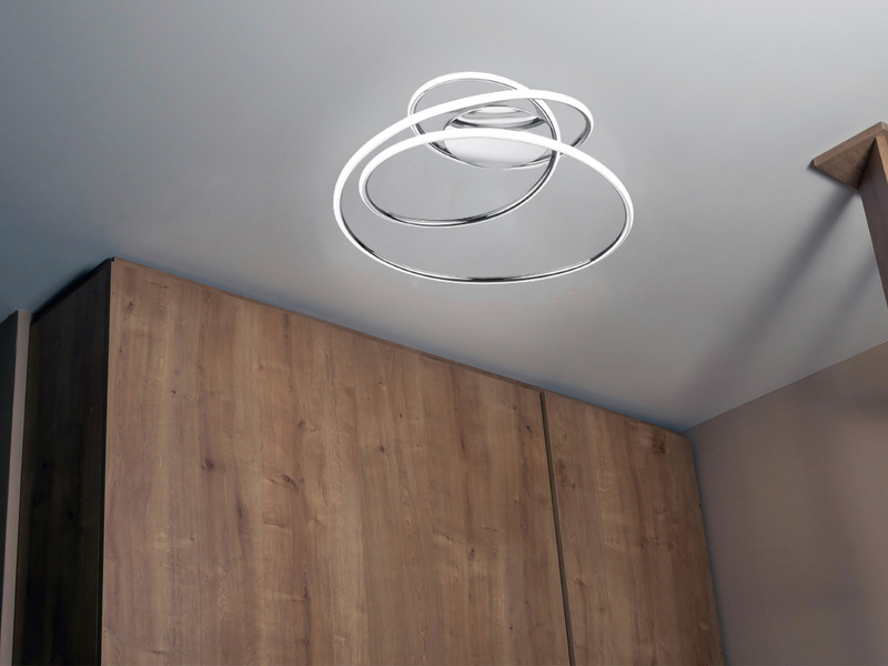 LED Deckenleuchte BOLOGNA Ringe Metall Chrom mit 3 Stufen Dimmer, Ø 50cm