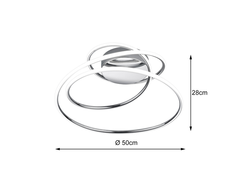 LED Deckenleuchte BOLOGNA Ringe Metall Chrom mit 3 Stufen Dimmer, Ø 50cm