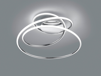 LED Deckenleuchte BOLOGNA Ringe Metall Chrom mit 3 Stufen Dimmer, Ø50cm