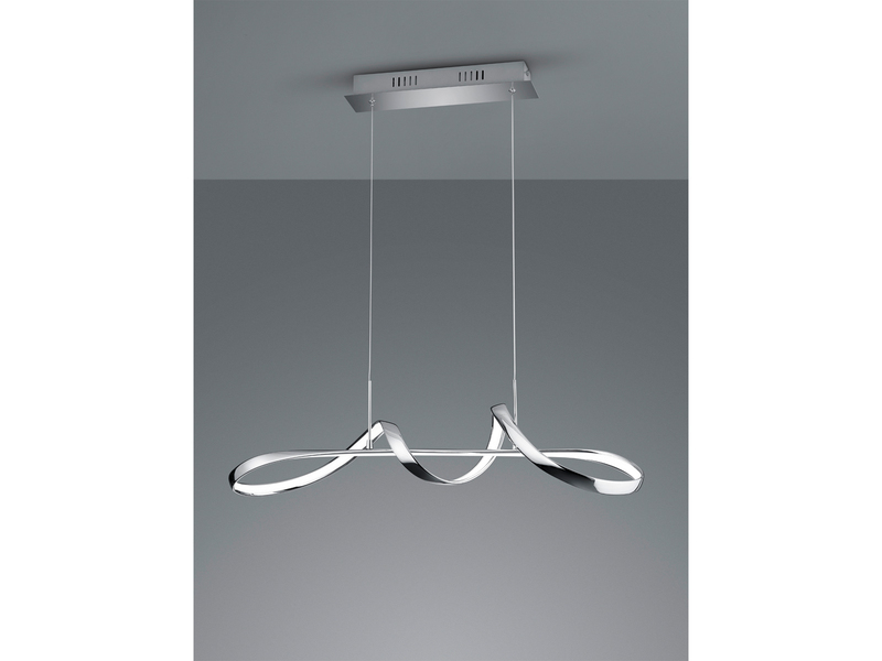 LED Pendelleuchte PERUGIA Metall Silber Chrom mit 3 Stufen Dimmer, Breite 81cm