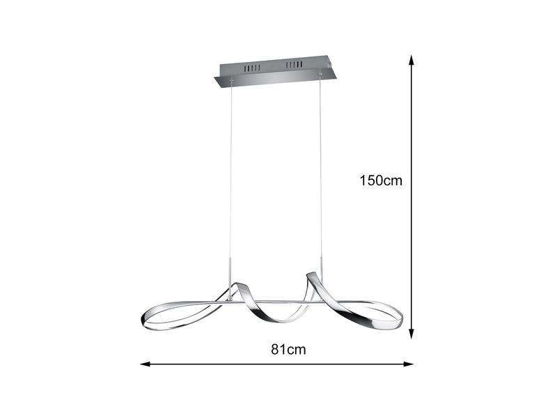 LED Pendelleuchte PERUGIA Metall Chrom/Weiß 3 Stufen Dimmer 81x46cm