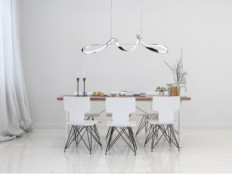 LED Pendelleuchte PERUGIA Metall Silber Chrom mit 3 Stufen Dimmer, Breite 81cm