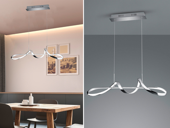LED Pendelleuchte PERUGIA Metall Silber Chrom mit 3 Stufen Dimmer, Breite 81cm