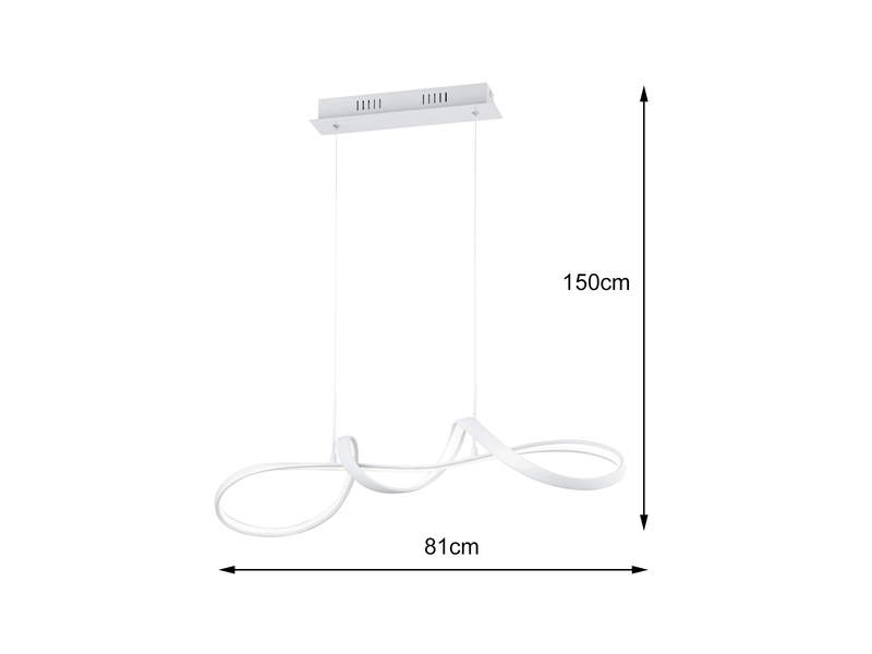 LED Pendelleuchte PERUGIA Metall Weiß matt mit 3 Stufen Dimmer, Breite 81cm