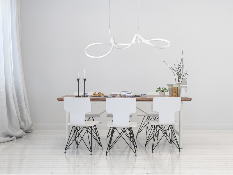 LED Pendelleuchte PERUGIA Metall Weiß matt mit 3 Stufen Dimmer, Breite 81cm