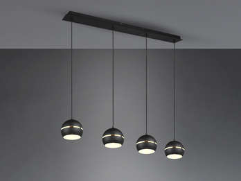 Große LED Balken Pendelleuchte 4-flammig, Breite 105cm, Schwarz