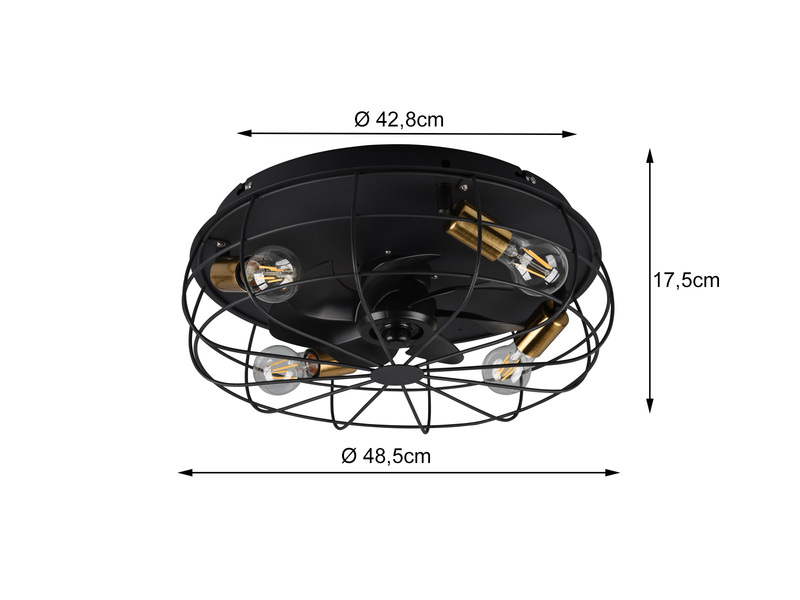 LED Deckenleuchte mit Ventilator, Fernbedienung & Timer 3 Stufen, Ø48cm